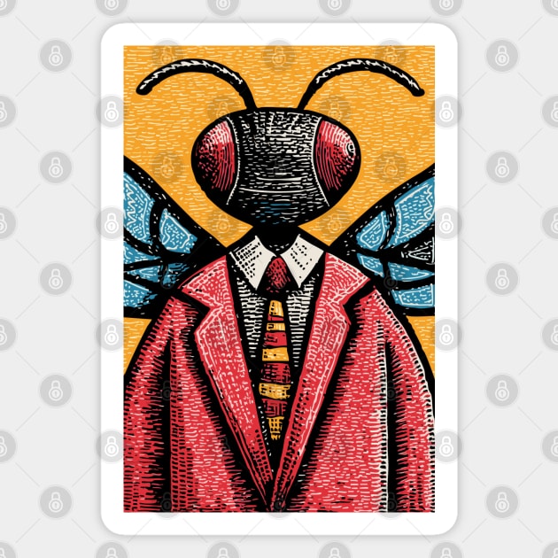 Quirky Winged Ant-Headed Office Manager Surreal Art Magnet by TuncGK